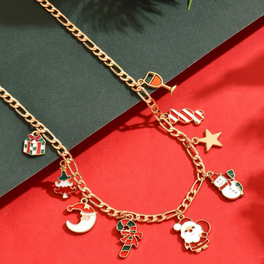 Figaro Chain Christmas Charm Necklace - Necklaces - 18k Gold Plated Waterproof Jewellery - Collection 9