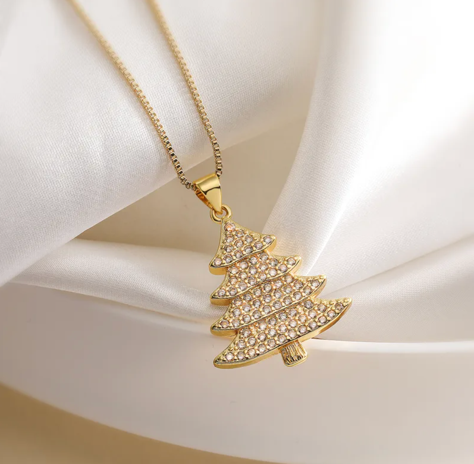 Crystal Christmas Tree Pendant Necklace - Necklaces - 18k Gold Plated Waterproof Jewellery - Collection 9