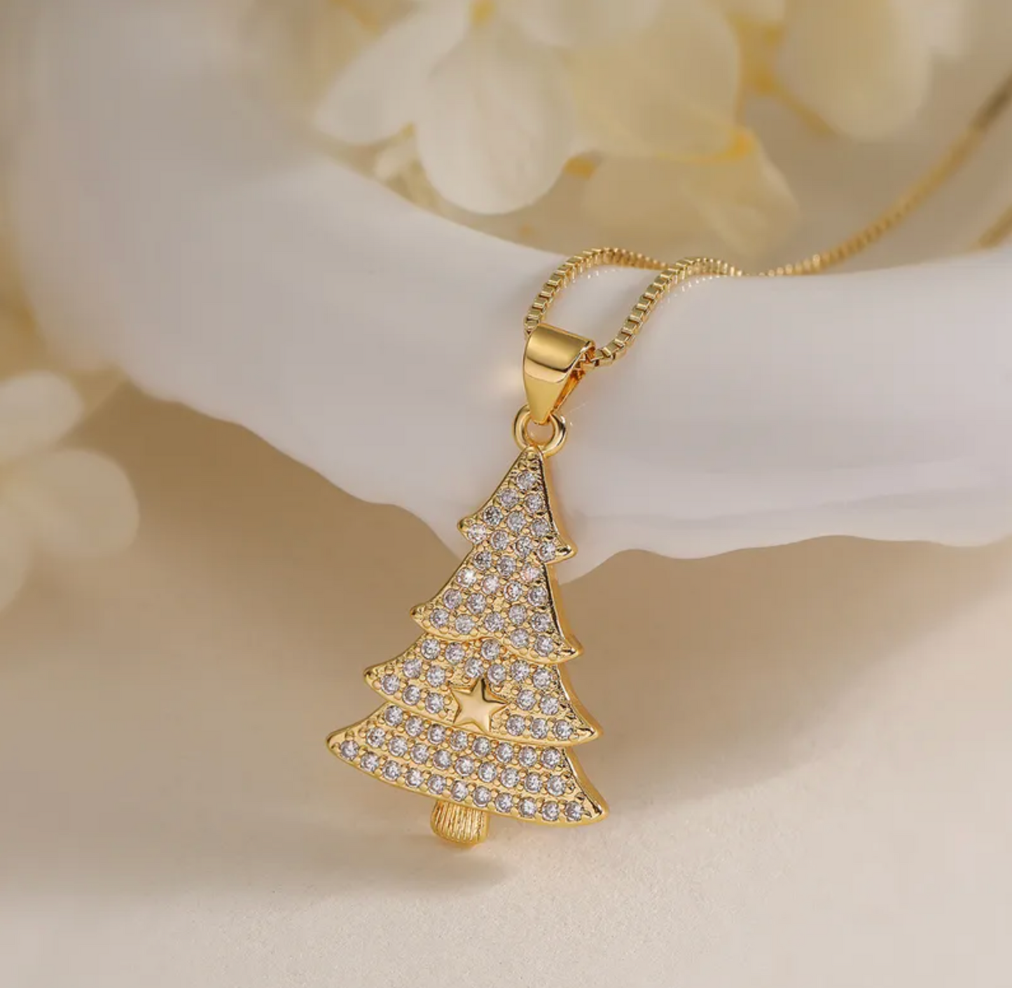 Crystal Christmas Tree Pendant Necklace - Necklaces - 18k Gold Plated Waterproof Jewellery - Collection 9