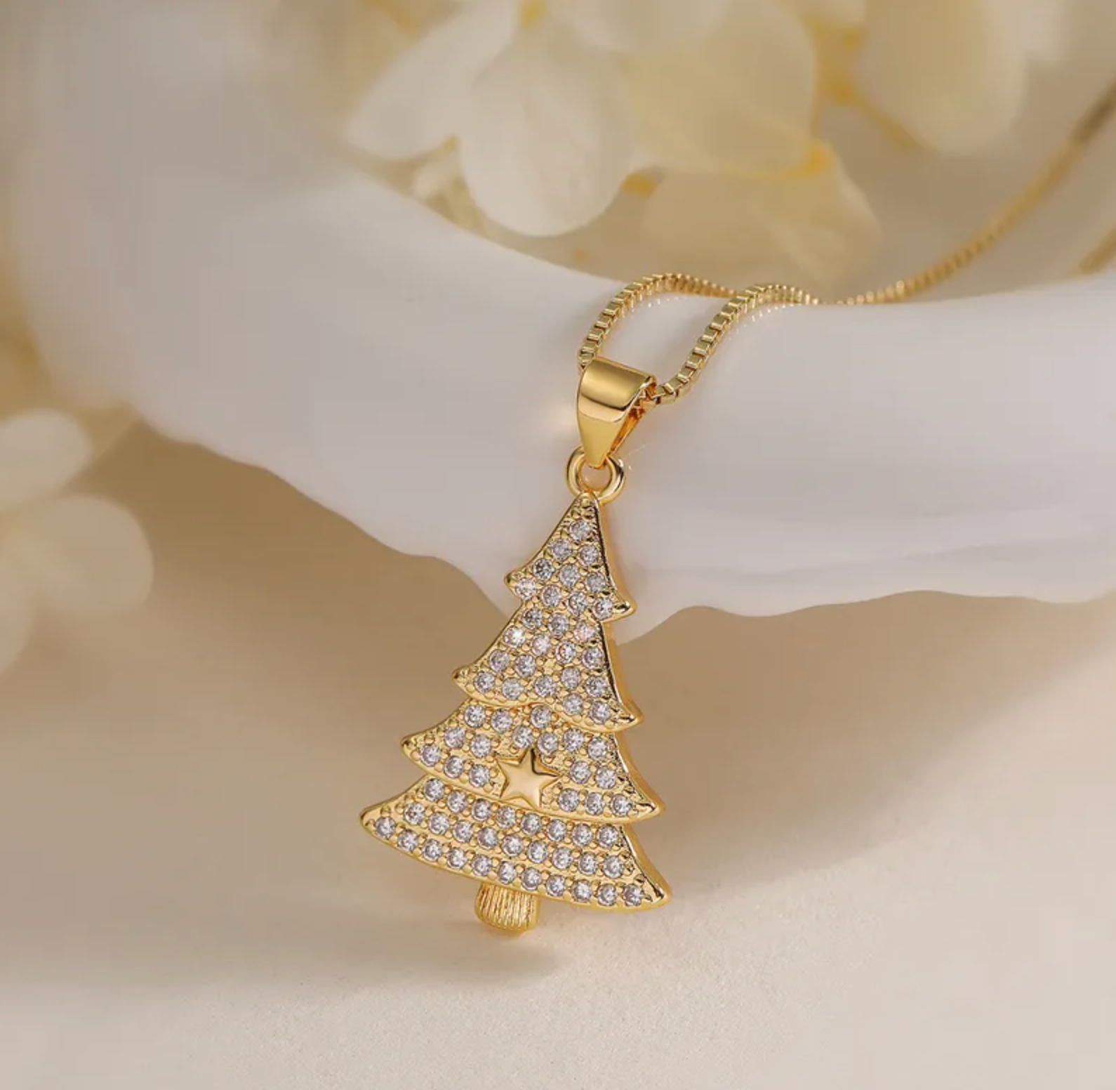 Crystal Christmas Tree Pendant Necklace - Necklaces - 18k Gold Plated Waterproof Jewellery - Collection 9