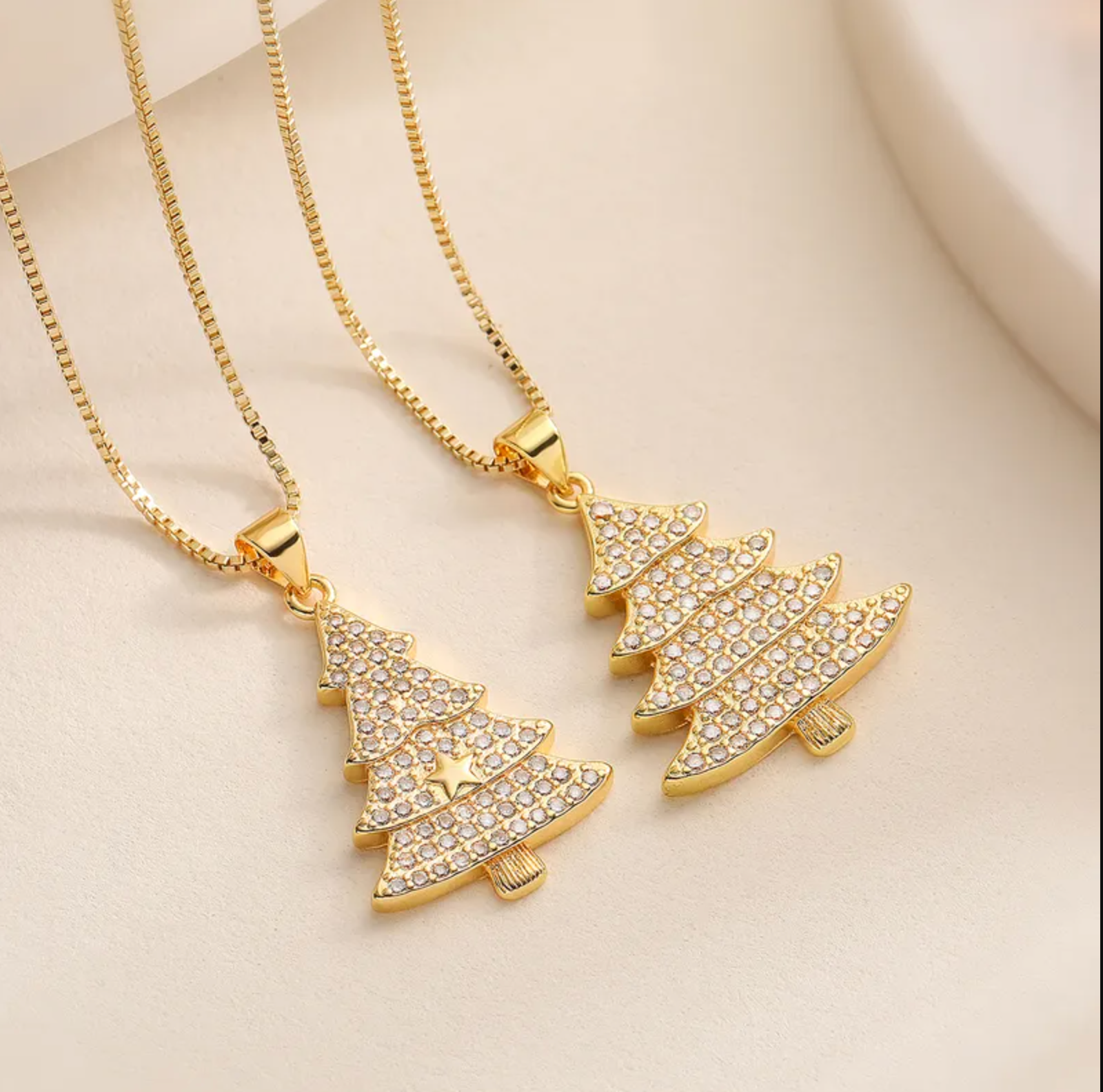 Crystal Christmas Tree Pendant Necklace - Necklaces - 18k Gold Plated Waterproof Jewellery - Collection 9