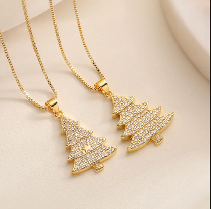 Crystal Christmas Tree Pendant Necklace - Necklaces - 18k Gold Plated Waterproof Jewellery - Collection 9
