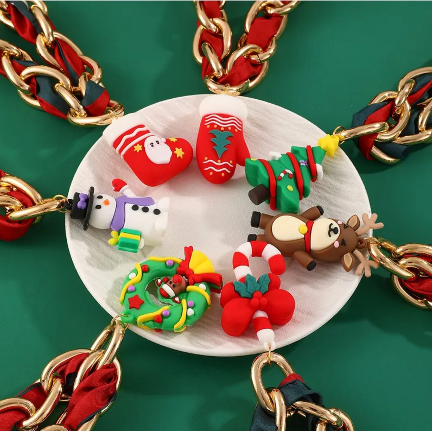 Ribbon Chain Christmas Pendant Necklace - Necklaces - 18k Gold Plated Waterproof Jewellery - Collection 9