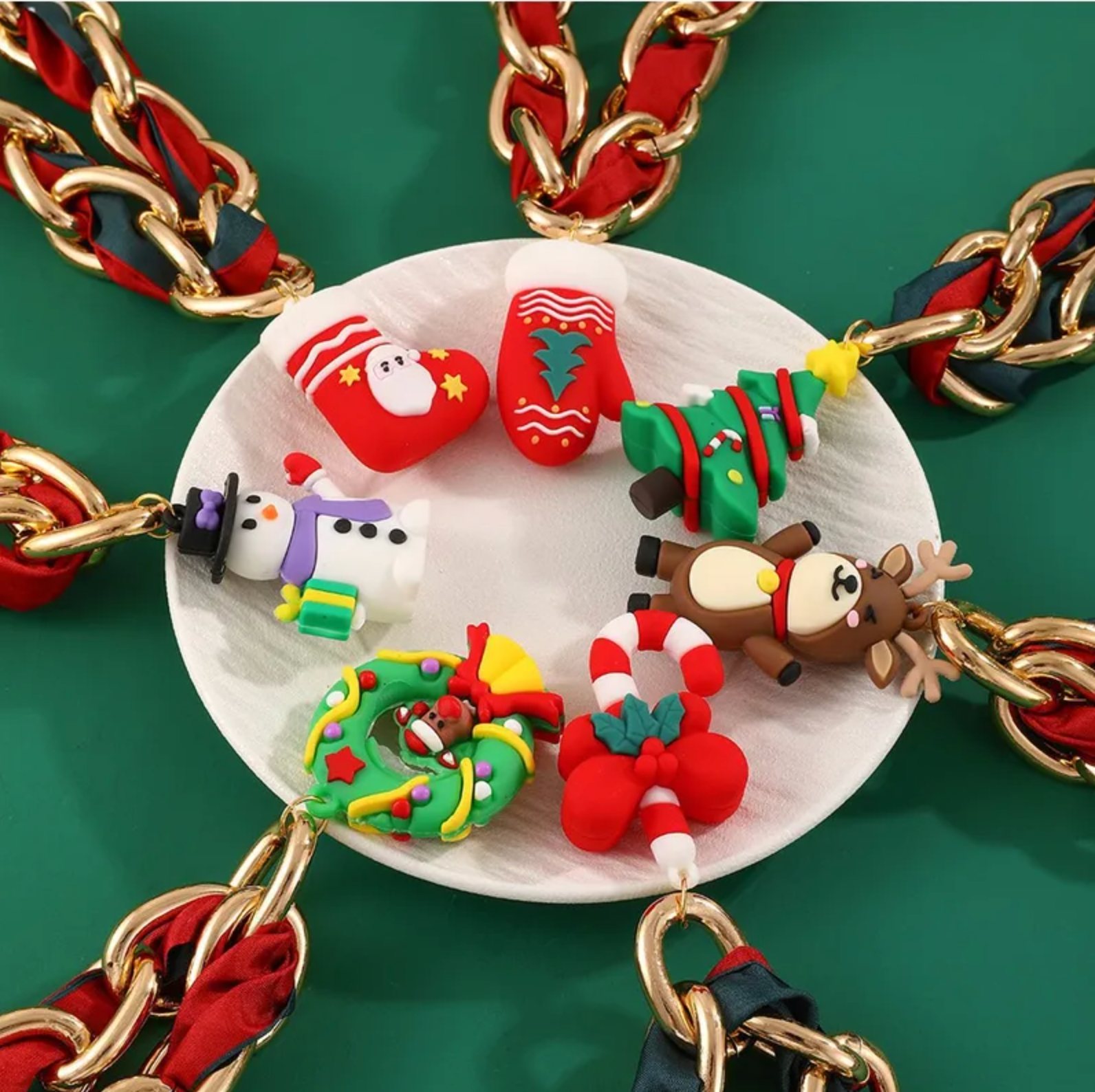 Ribbon Chain Christmas Pendant Necklace - Necklaces - 18k Gold Plated Waterproof Jewellery - Collection 9