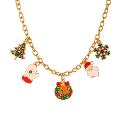 Enamel Christmas Charm Chain Necklace - Necklaces - 18k Gold Plated Waterproof Jewellery - Collection 9
