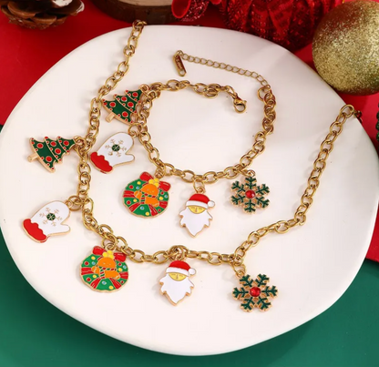 Enamel Christmas Charm Chain Necklace - Necklaces - 18k Gold Plated Waterproof Jewellery - Collection 9