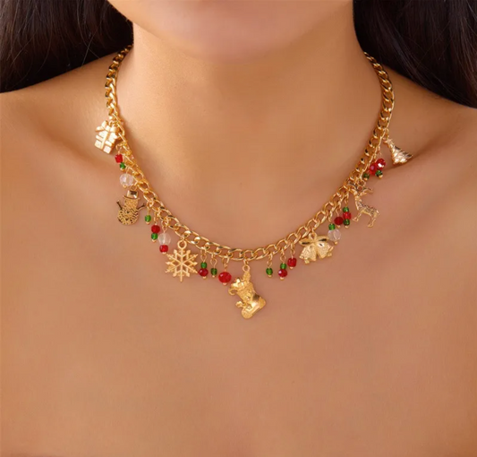Curb Chain Christmas Charm Necklace - Necklaces - 18k Gold Plated Waterproof Jewellery - Collection 9