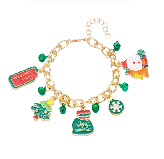 Merry Christmas Enamel Charm Bracelet - Bracelets - 18k Gold Plated Waterproof Jewellery - Collection 9