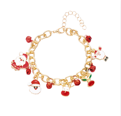 Santa & Cherry Christmas Charm Bracelet - Bracelets - 18k Gold Plated Waterproof Jewellery - Collection 9