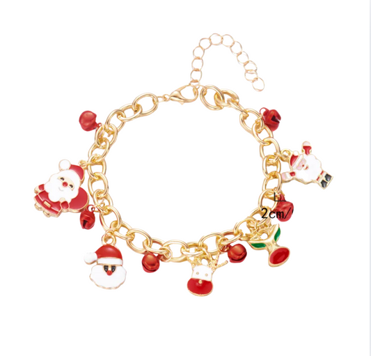 Santa & Cherry Christmas Charm Bracelet - Bracelets - 18k Gold Plated Waterproof Jewellery - Collection 9
