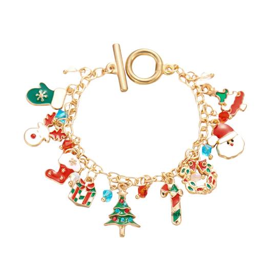 Festive Icon Christmas Charm Bracelet - Bracelets - 18k Gold Plated Waterproof Jewellery - Collection 9