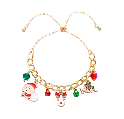 Noel Santa & Reindeer Charm Bracelet - Bracelets - 18k Gold Plated Waterproof Jewellery - Collection 9
