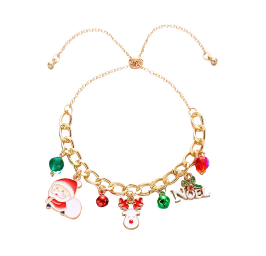 Noel Santa & Reindeer Charm Bracelet - Bracelets - 18k Gold Plated Waterproof Jewellery - Collection 9