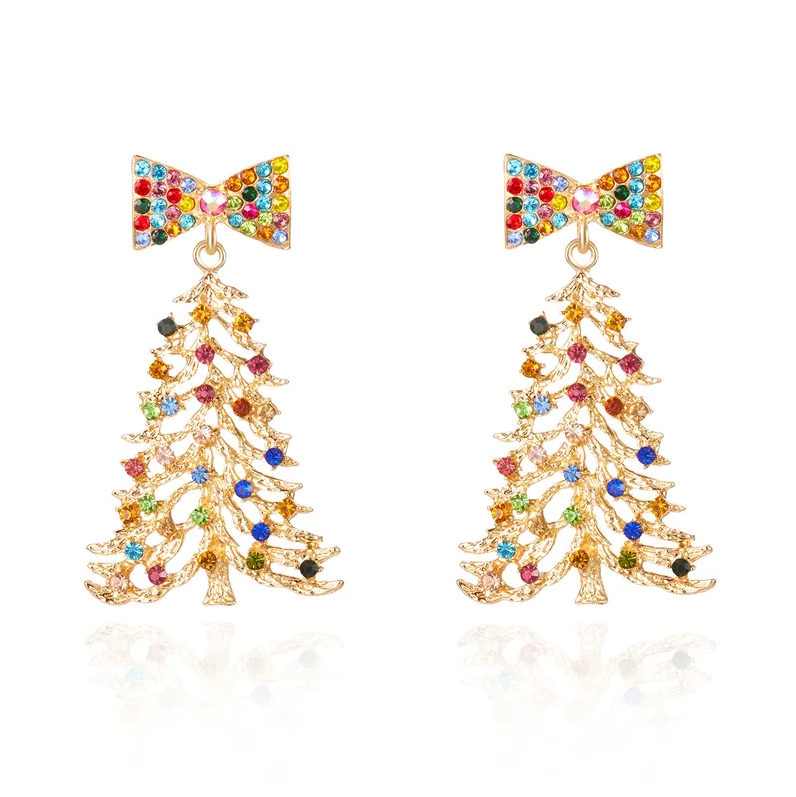 Rainbow Crystal Christmas Tree Earrings - Earrings - 18k Gold Plated Waterproof Jewellery - Collection 9