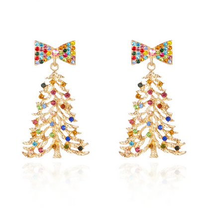 Rainbow Crystal Christmas Tree Earrings - Earrings - 18k Gold Plated Waterproof Jewellery - Collection 9