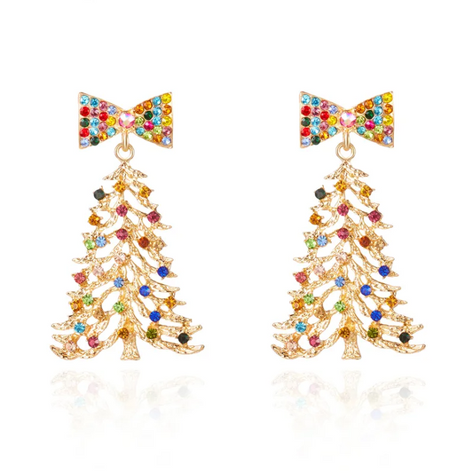 Rainbow Crystal Christmas Tree Earrings - Earrings - 18k Gold Plated Waterproof Jewellery - Collection 9