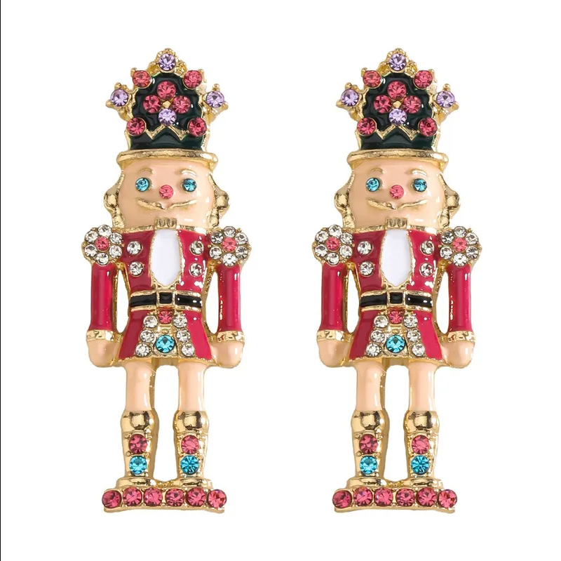 Nutcracker Soldier Crystal Stud Earrings - Earrings - 18k Gold Plated Waterproof Jewellery - Collection 9