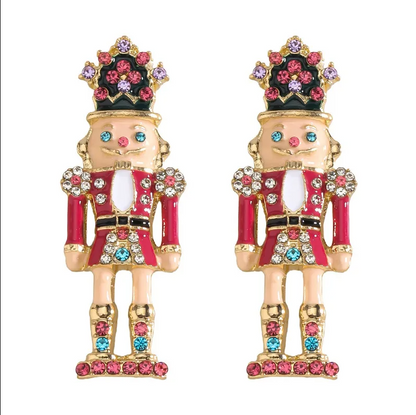 Nutcracker Soldier Crystal Stud Earrings - Earrings - 18k Gold Plated Waterproof Jewellery - Collection 9