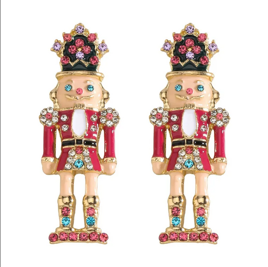 Nutcracker Soldier Crystal Stud Earrings - Earrings - 18k Gold Plated Waterproof Jewellery - Collection 9