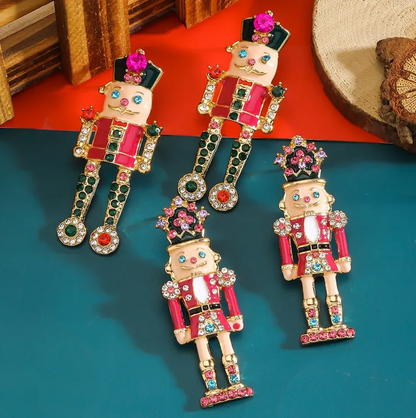 Nutcracker Soldier Crystal Stud Earrings - Earrings - 18k Gold Plated Waterproof Jewellery - Collection 9
