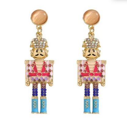 Enamel Nutcracker Soldier Drop Earrings - Earrings - 18k Gold Plated Waterproof Jewellery - Collection 9