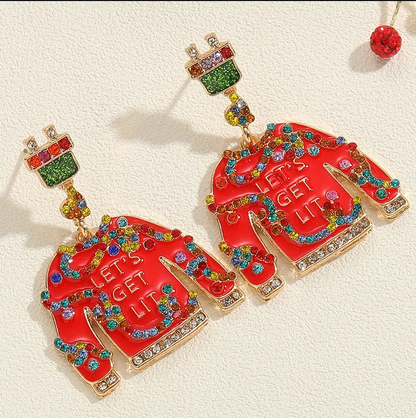 Christmas Sweater Drop Earrings - Earrings - 18k Gold Plated Waterproof Jewellery - Collection 9