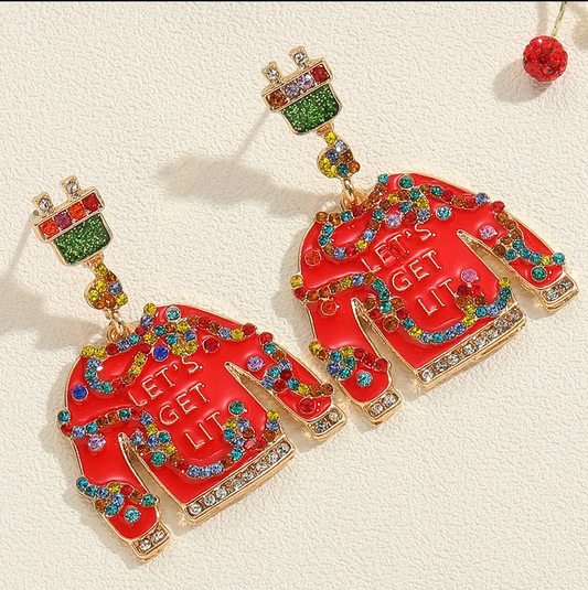 Christmas Sweater Drop Earrings - Earrings - 18k Gold Plated Waterproof Jewellery - Collection 9