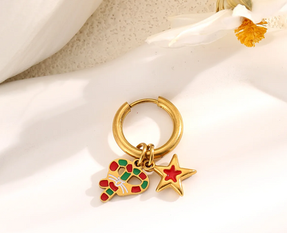 Christmas Charm Hoop Earrings Pair - Earrings - 18k Gold Plated Waterproof Jewellery - Collection 9