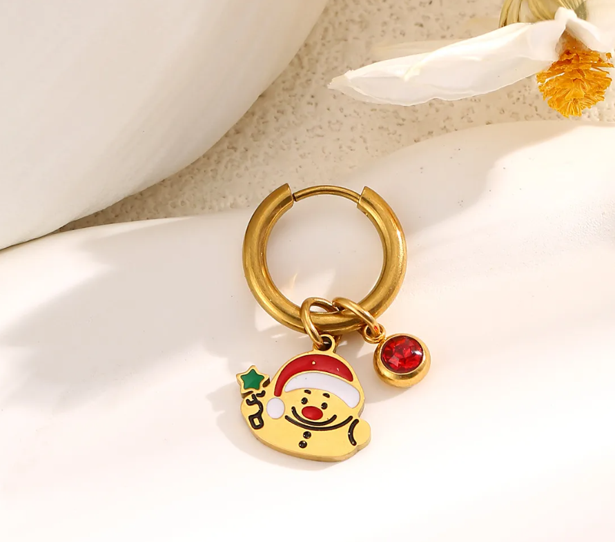 Christmas Charm Hoop Earrings Pair - Earrings - 18k Gold Plated Waterproof Jewellery - Collection 9