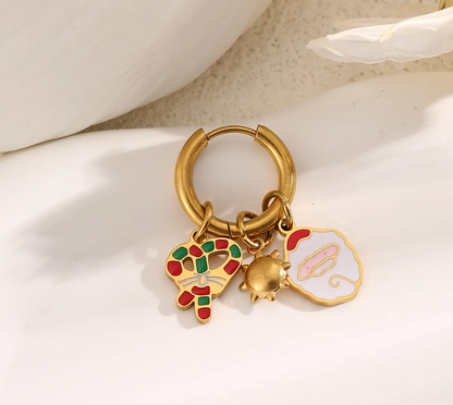 Christmas Charm Hoop Earrings Pair - Earrings - 18k Gold Plated Waterproof Jewellery - Collection 9