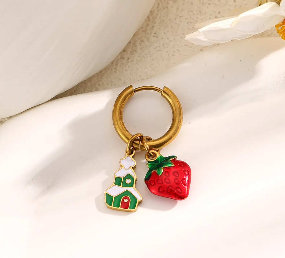 Christmas Charm Hoop Earrings Pair - Earrings - 18k Gold Plated Waterproof Jewellery - Collection 9