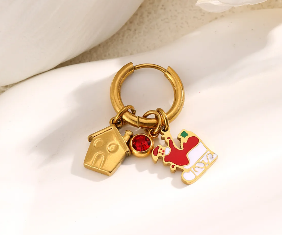 Christmas Charm Hoop Earrings Pair - Earrings - 18k Gold Plated Waterproof Jewellery - Collection 9