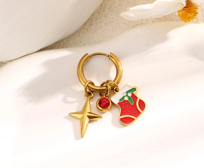 Christmas Charm Hoop Earrings Pair - Earrings - 18k Gold Plated Waterproof Jewellery - Collection 9