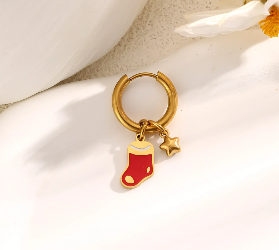 Christmas Charm Hoop Earrings Pair - Earrings - 18k Gold Plated Waterproof Jewellery - Collection 9