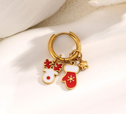 Christmas Charm Hoop Earrings Pair - Earrings - 18k Gold Plated Waterproof Jewellery - Collection 9