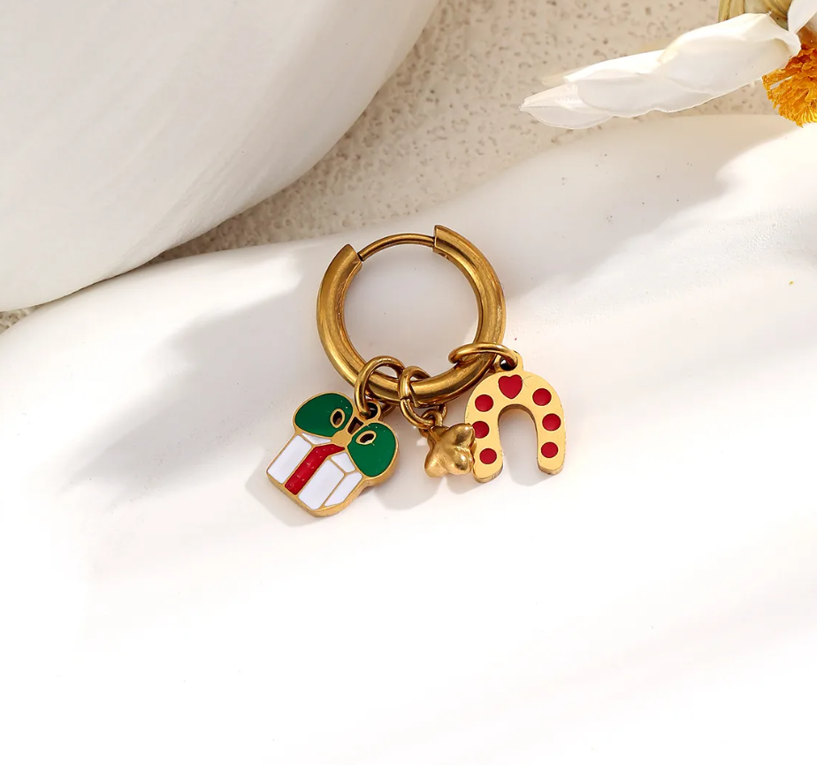 Christmas Charm Hoop Earrings Pair - Earrings - 18k Gold Plated Waterproof Jewellery - Collection 9