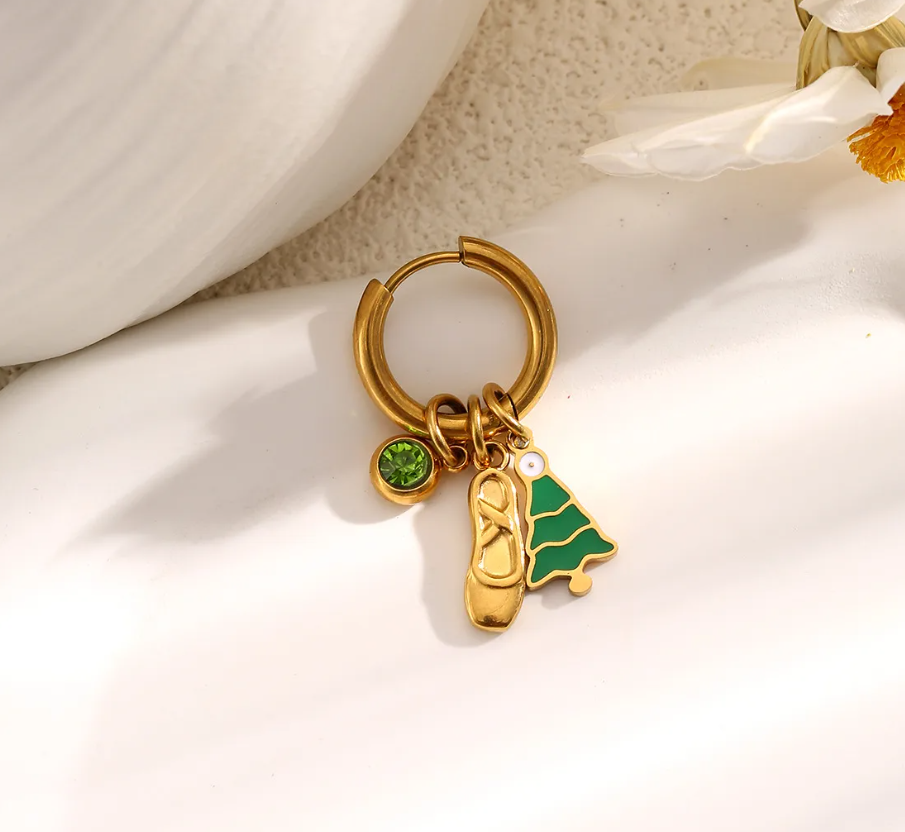 Christmas Charm Hoop Earrings Pair - Earrings - 18k Gold Plated Waterproof Jewellery - Collection 9