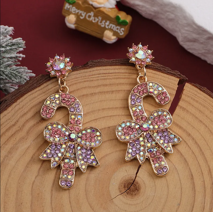 Pink Christmas Charm Drop Earrings - Earrings - 18k Gold Plated Waterproof Jewellery - Collection 9