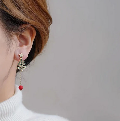 Star & Crystal Tree Asymmetric Drop Earrings - Earrings - 18k Gold Plated Waterproof Jewellery - Collection 9