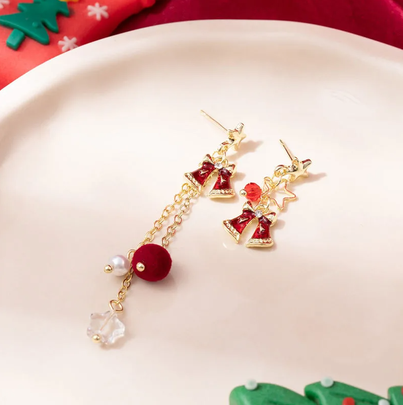 Star & Bell Asymmetric Drop Earrings - Earrings - 18k Gold Plated Waterproof Jewellery - Collection 9