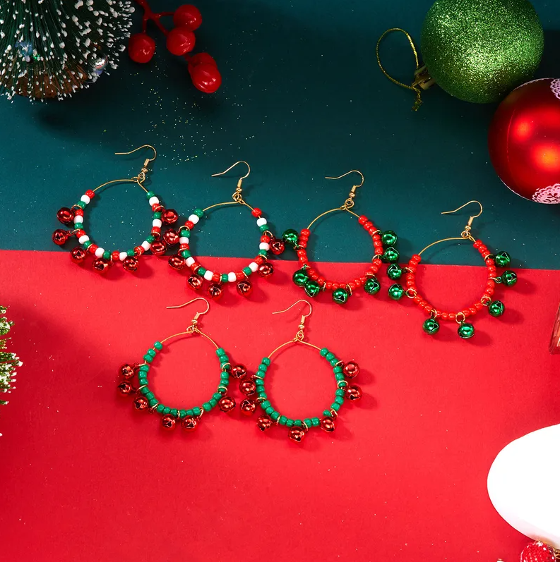 Beaded Hoop Christmas Earrings Collection - Earrings - 18k Gold Plated Waterproof Jewellery - Collection 9