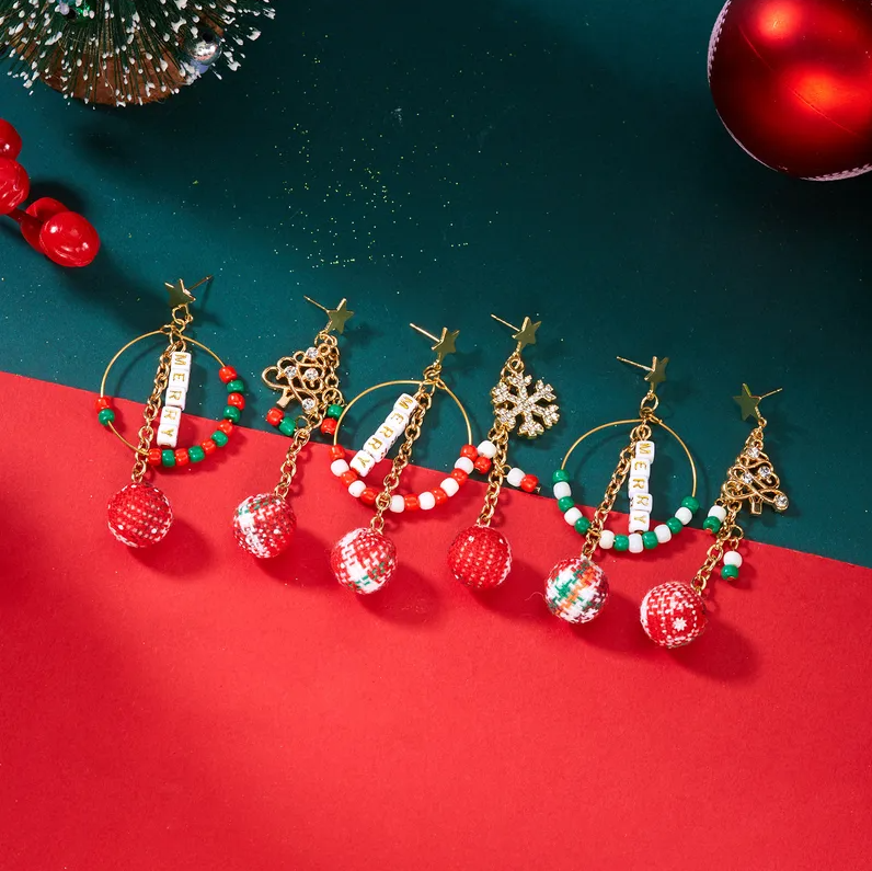 Beaded Hoop Christmas Earrings Collection - Earrings - 18k Gold Plated Waterproof Jewellery - Collection 9