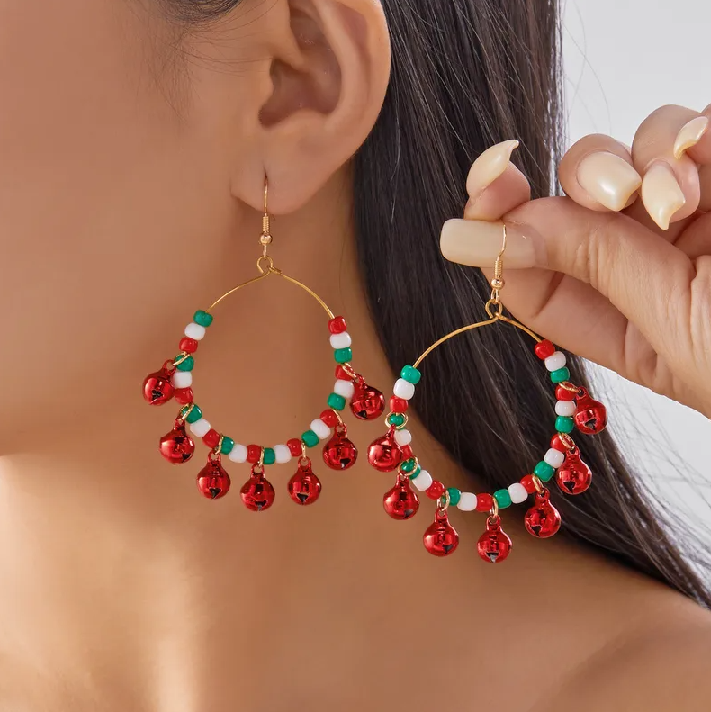Beaded Hoop Christmas Earrings Collection - Earrings - 18k Gold Plated Waterproof Jewellery - Collection 9