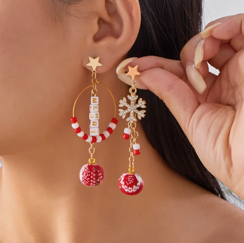 Beaded Hoop Christmas Earrings Collection - Earrings - 18k Gold Plated Waterproof Jewellery - Collection 9