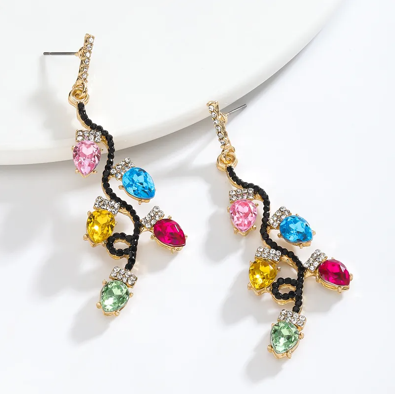 Multicolor Crystal Vine Drop Earrings - Earrings - 18k Gold Plated Waterproof Jewellery - Collection 9