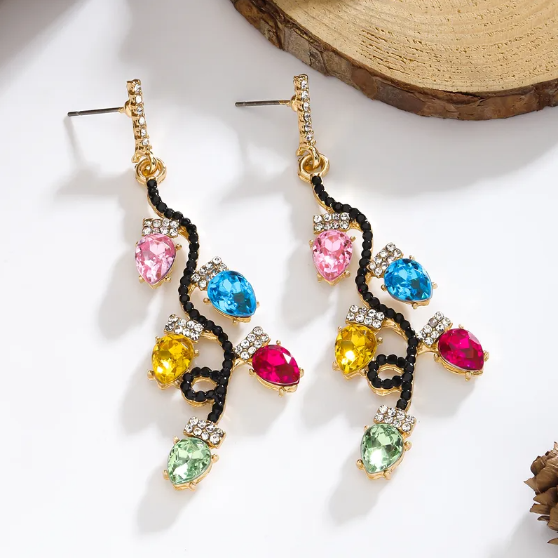 Multicolor Crystal Vine Drop Earrings - Earrings - 18k Gold Plated Waterproof Jewellery - Collection 9