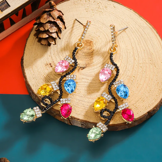 Multicolor Crystal Vine Drop Earrings - Earrings - 18k Gold Plated Waterproof Jewellery - Collection 9