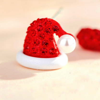 Red Crystal Santa Hat & Stocking Stud Earrings - Earrings - 18k Gold Plated Waterproof Jewellery - Collection 9
