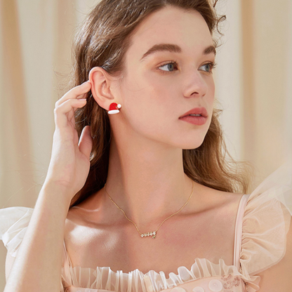 Red Crystal Santa Hat & Stocking Stud Earrings - Earrings - 18k Gold Plated Waterproof Jewellery - Collection 9