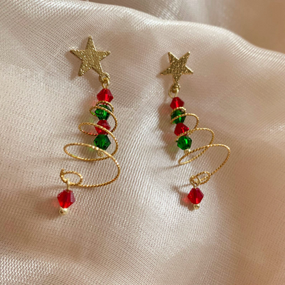 Star & Spiral Tree Drop Earrings - Earrings - 18k Gold Plated Waterproof Jewellery - Collection 9